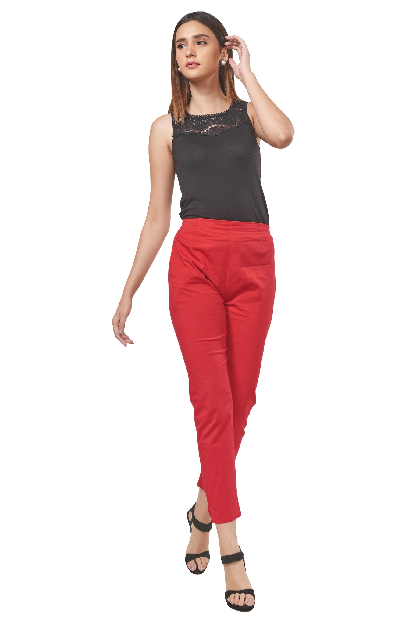 Buy online Women Solid Cigarette Trouser from bottom wear for Women by De  Moza for ₹849 at 6% off | 2024 Limeroad.com